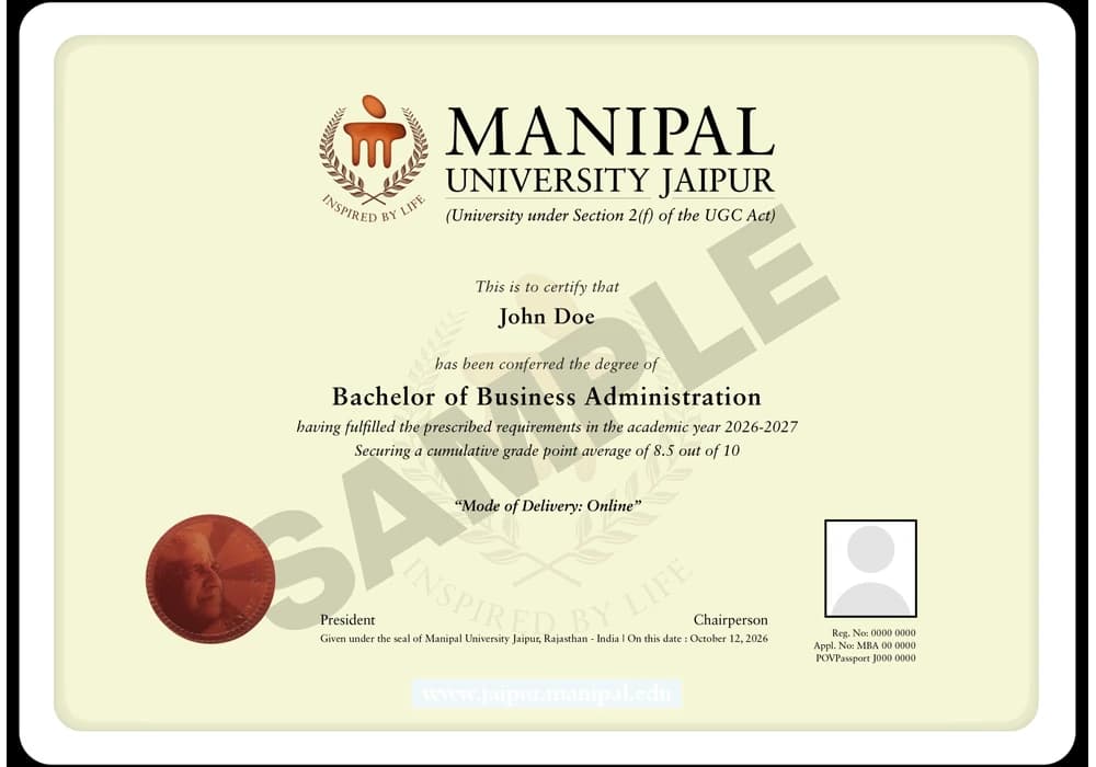 Online BBA sample degree certificate