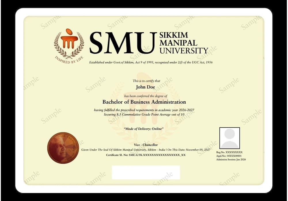 Online BBA sample degree certificate