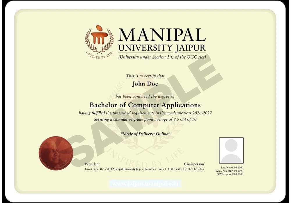 Online BCA sample degree certificate