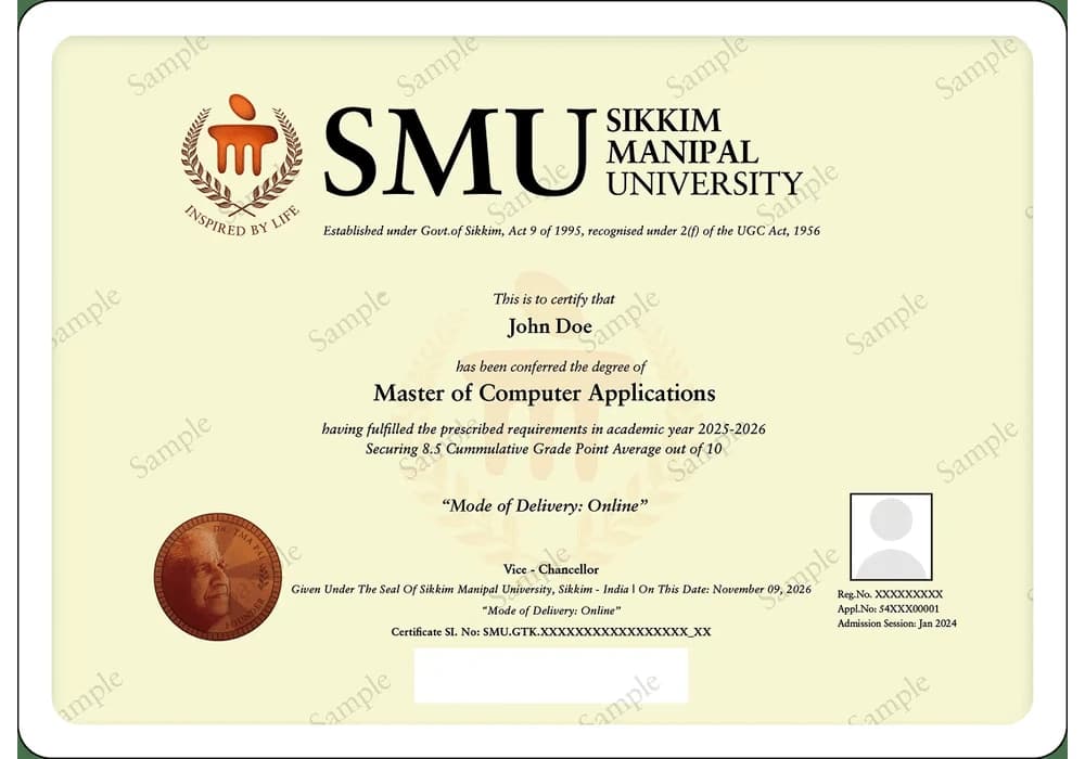 Online MCA sample degree certificate