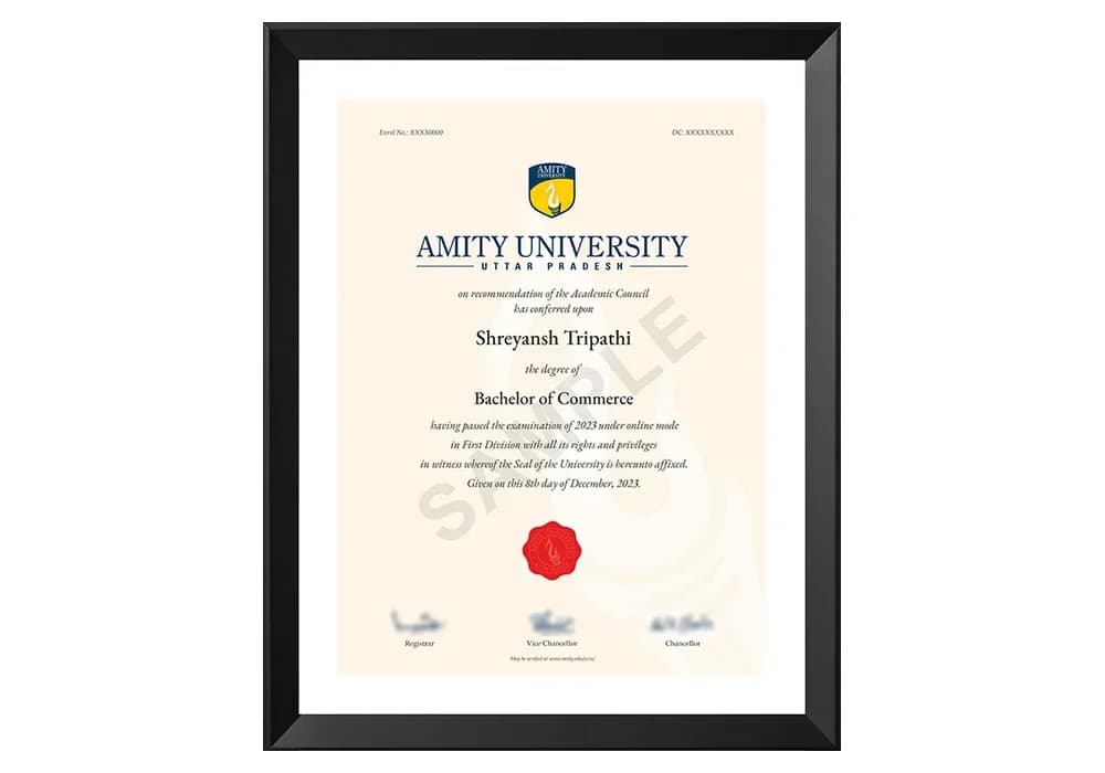 Online B.Com sample degree certificate