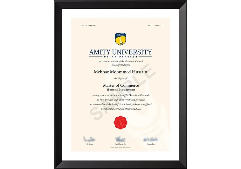 Online M.Com sample degree certificate